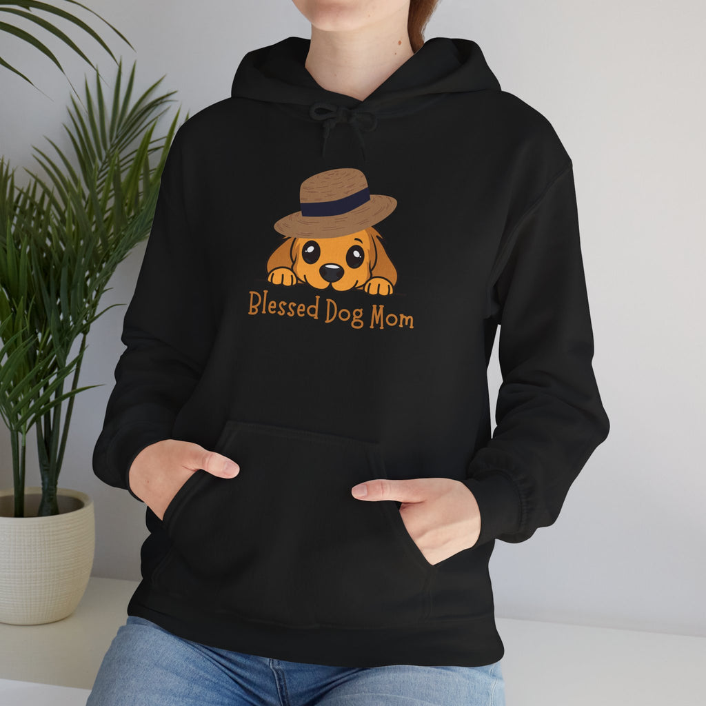 Dog Mom Hoodie - "Blessed Dog Mom" Cute Puppy Hat Sweatshirt