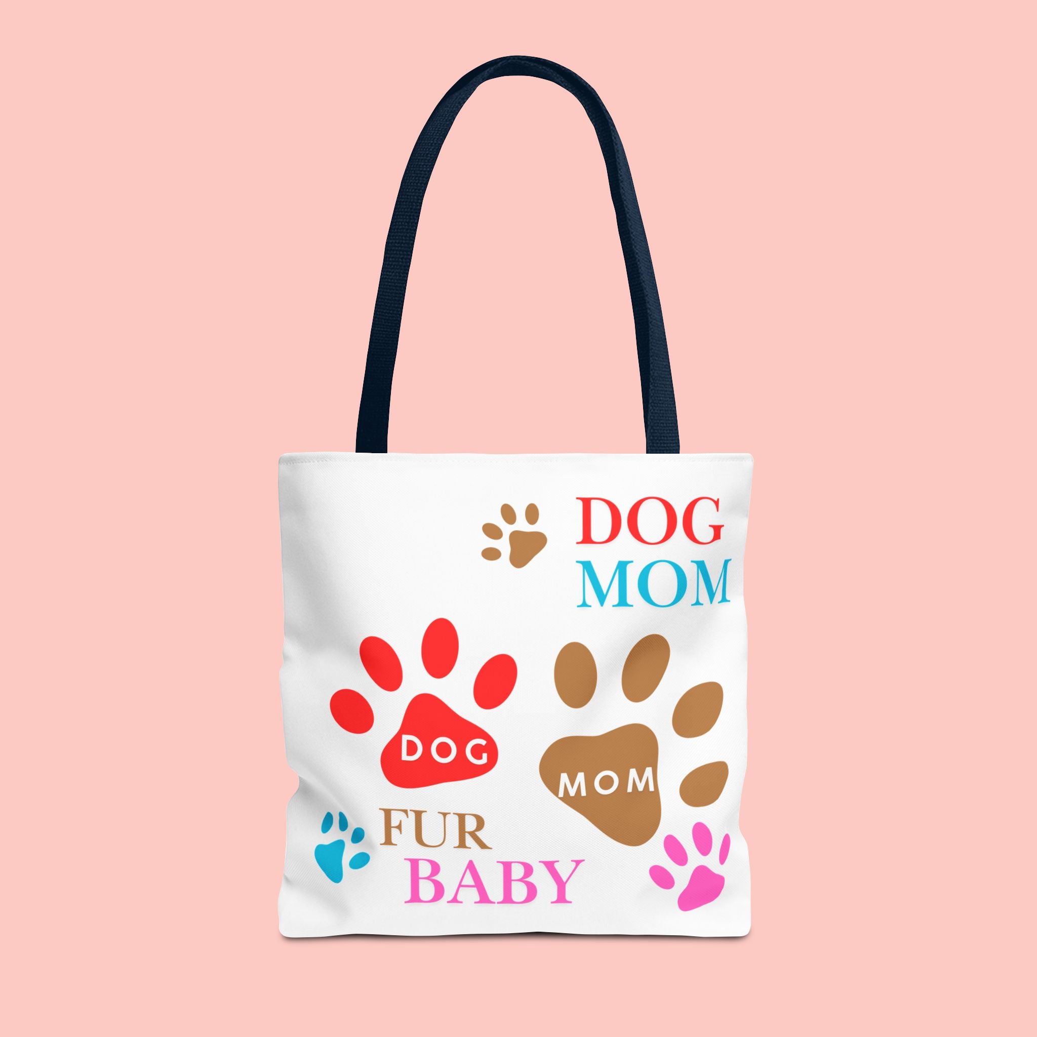 Dog Mom Tote Bag – "Fur Baby" Paw Print AOP Tote