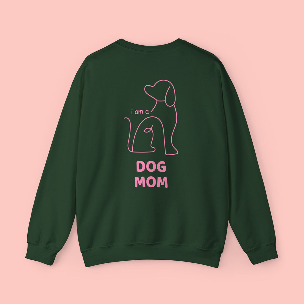 Dog Mom Crewneck Sweatshirt — Pink Minimalist Dog Outline