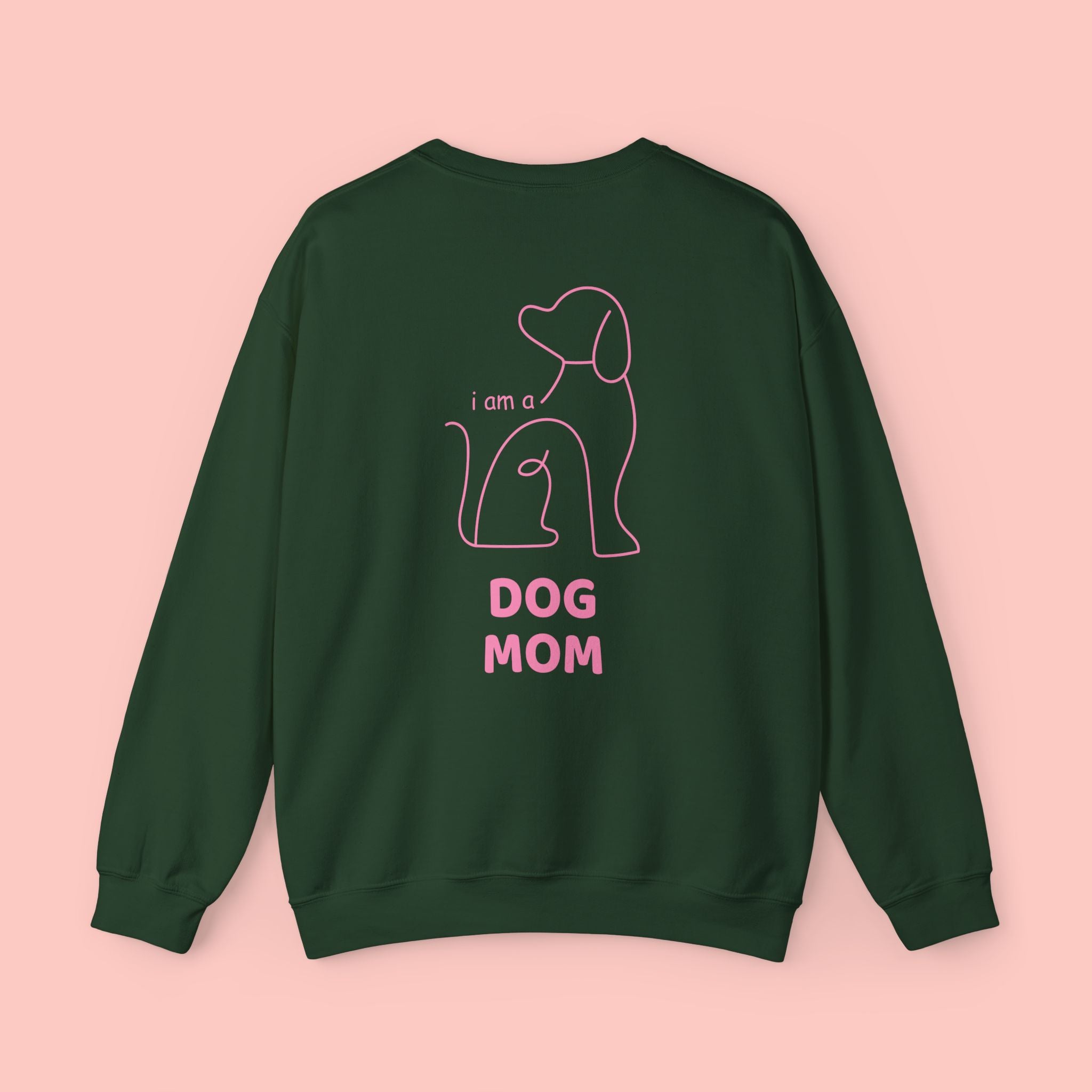 Dog Mom Crewneck Sweatshirt — Pink Minimalist Dog Outline