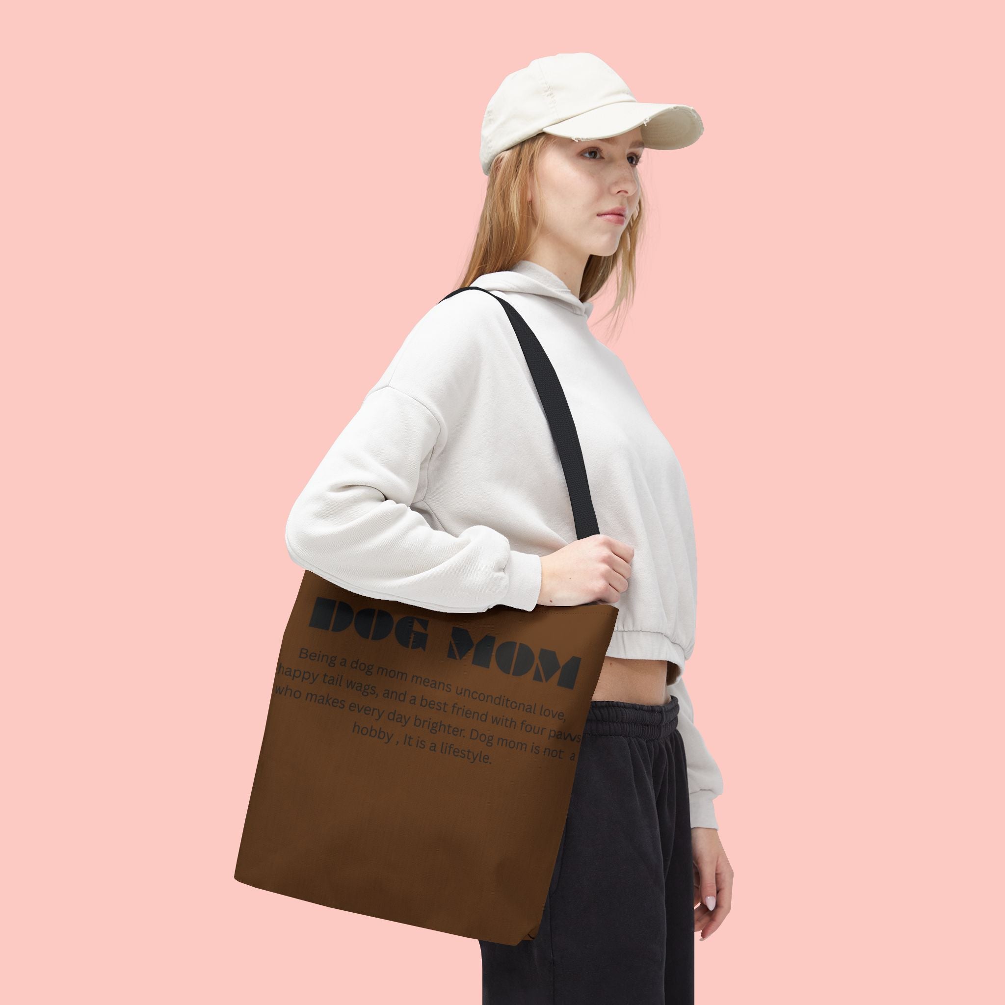Dog Mom Tote Bag - 'Dog Mom' Printed Canvas Carryall, Gift for Dog Lovers