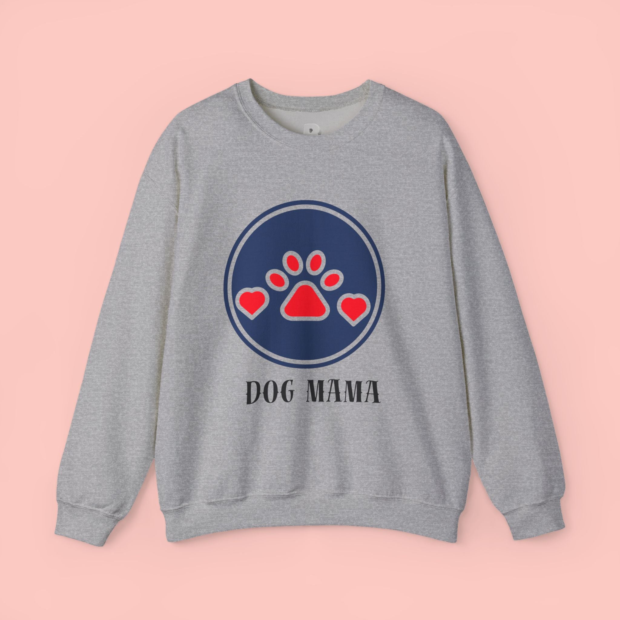 Dog Mama Crewneck Sweatshirt — Paw Print Heart Graphic