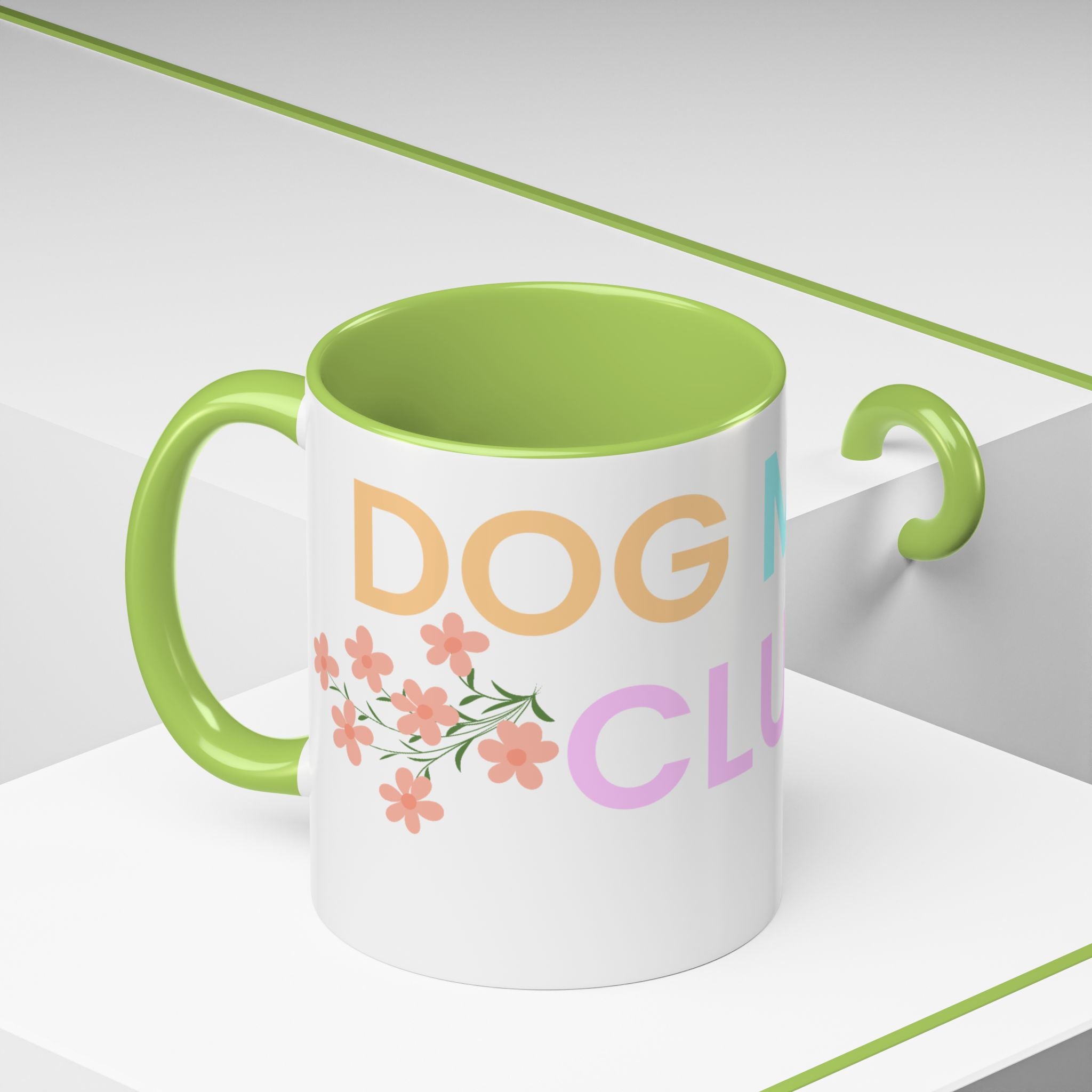 Dog Mom Club Accent Coffee Mug – Colorful Paw Print 11/15oz