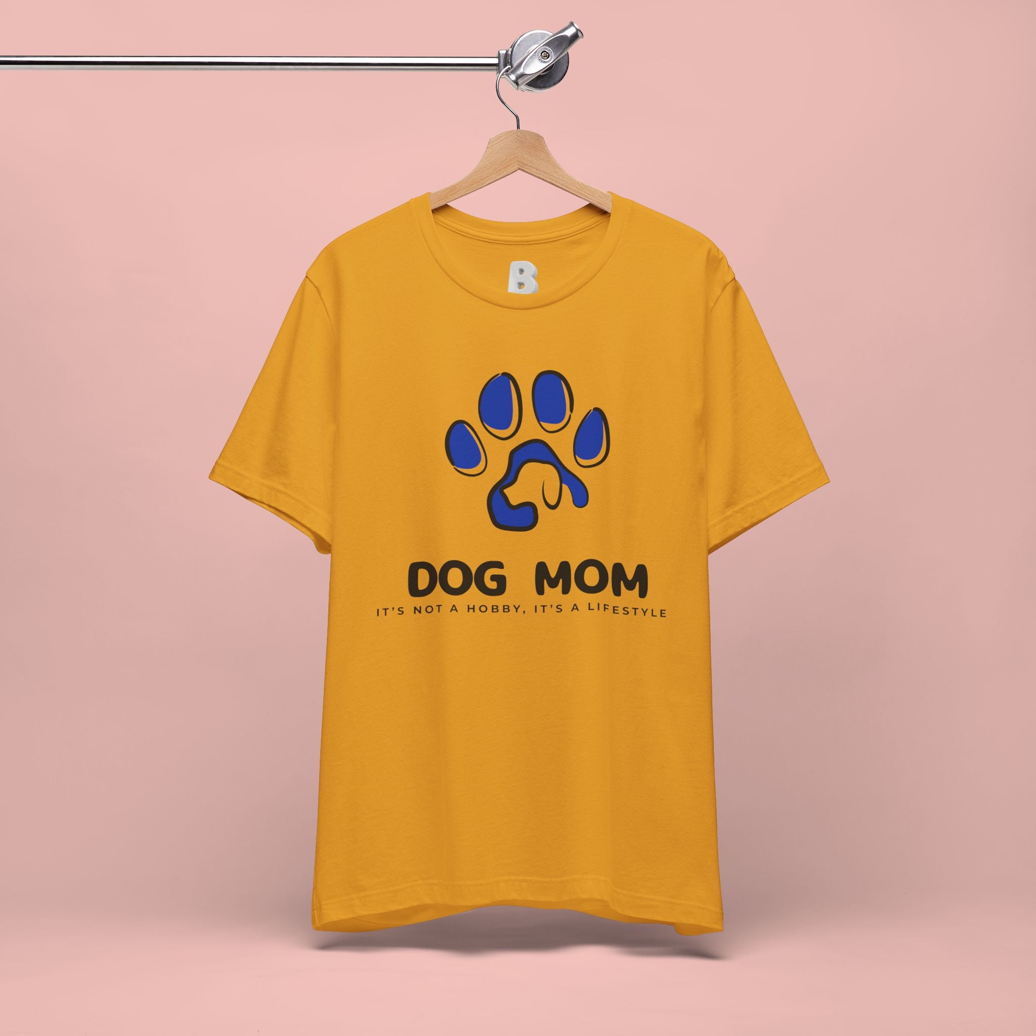 Dog Mom T-Shirt – Blue Paw Graphic "Dog Mom: It's Not a Hobby, It's a Lifestyle"