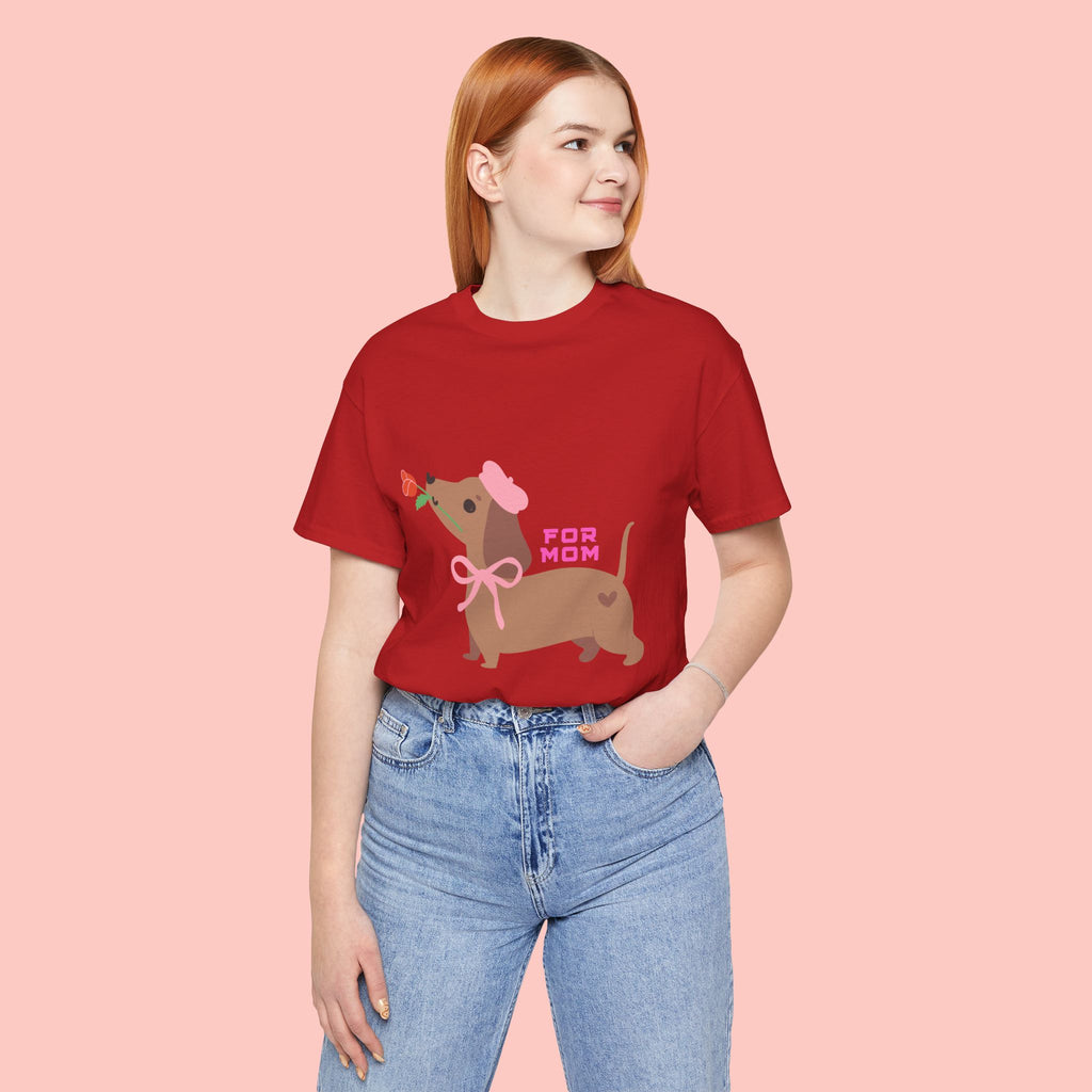 Mommy’s Dachshund Tee – Cute Dog with Rose “For Mom” Shirt