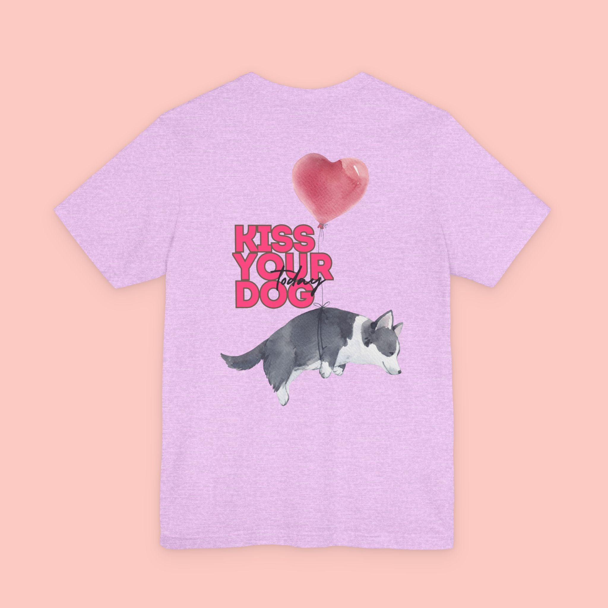 Kiss Your Dog Tee — Corgi Heart Balloon Graphic T-Shirt