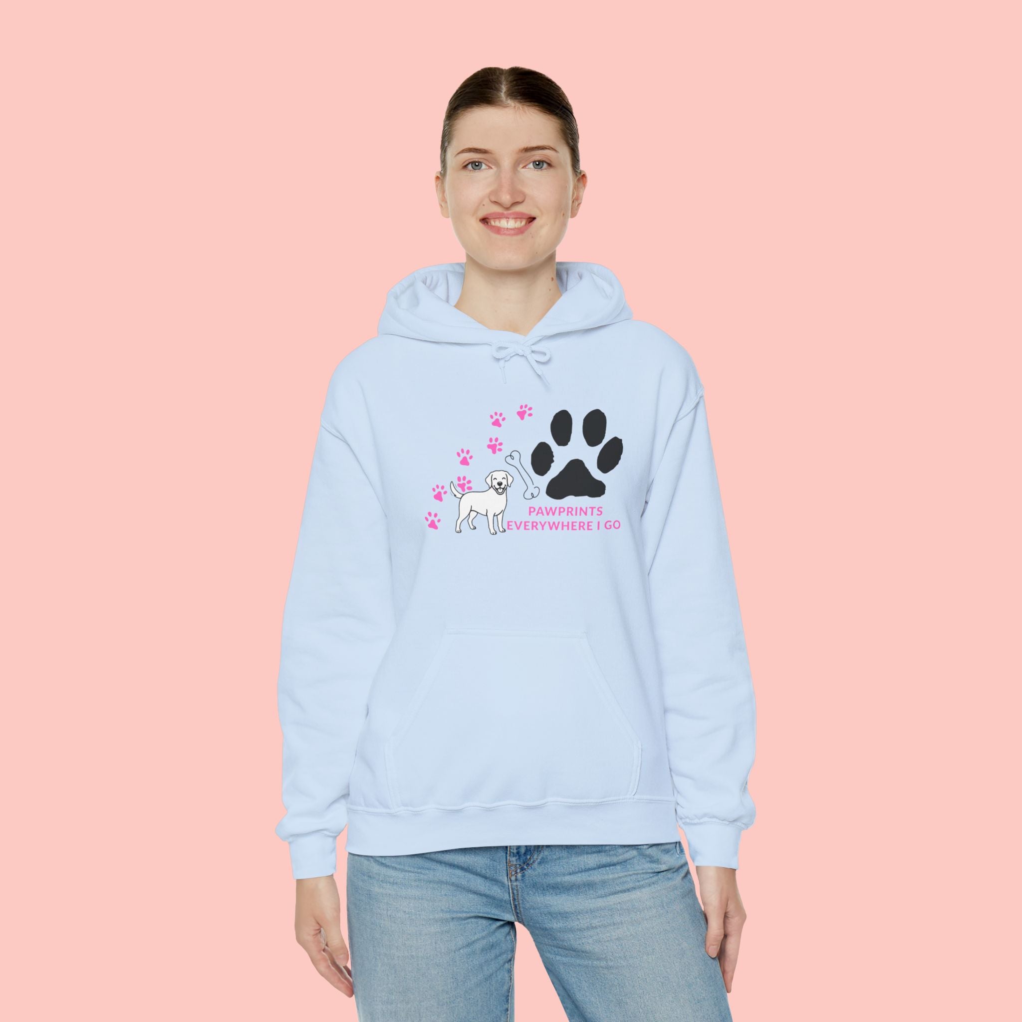 Dog Lover Hoodie — "Pawprints Wherever I Go" Pullover
