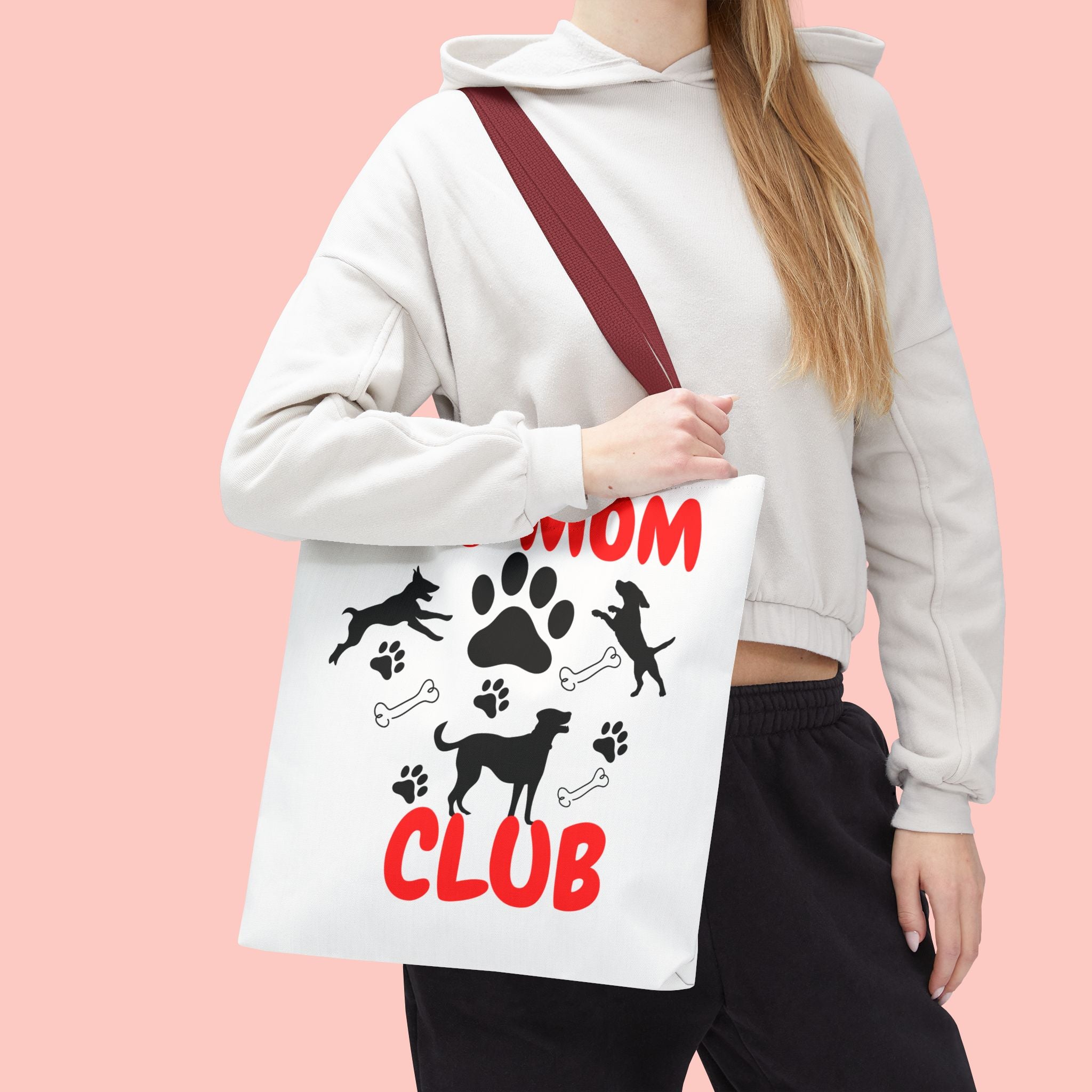 Dog Mom Club Tote Bag – Cute Paw Print Canvas Tote for Dog Lovers