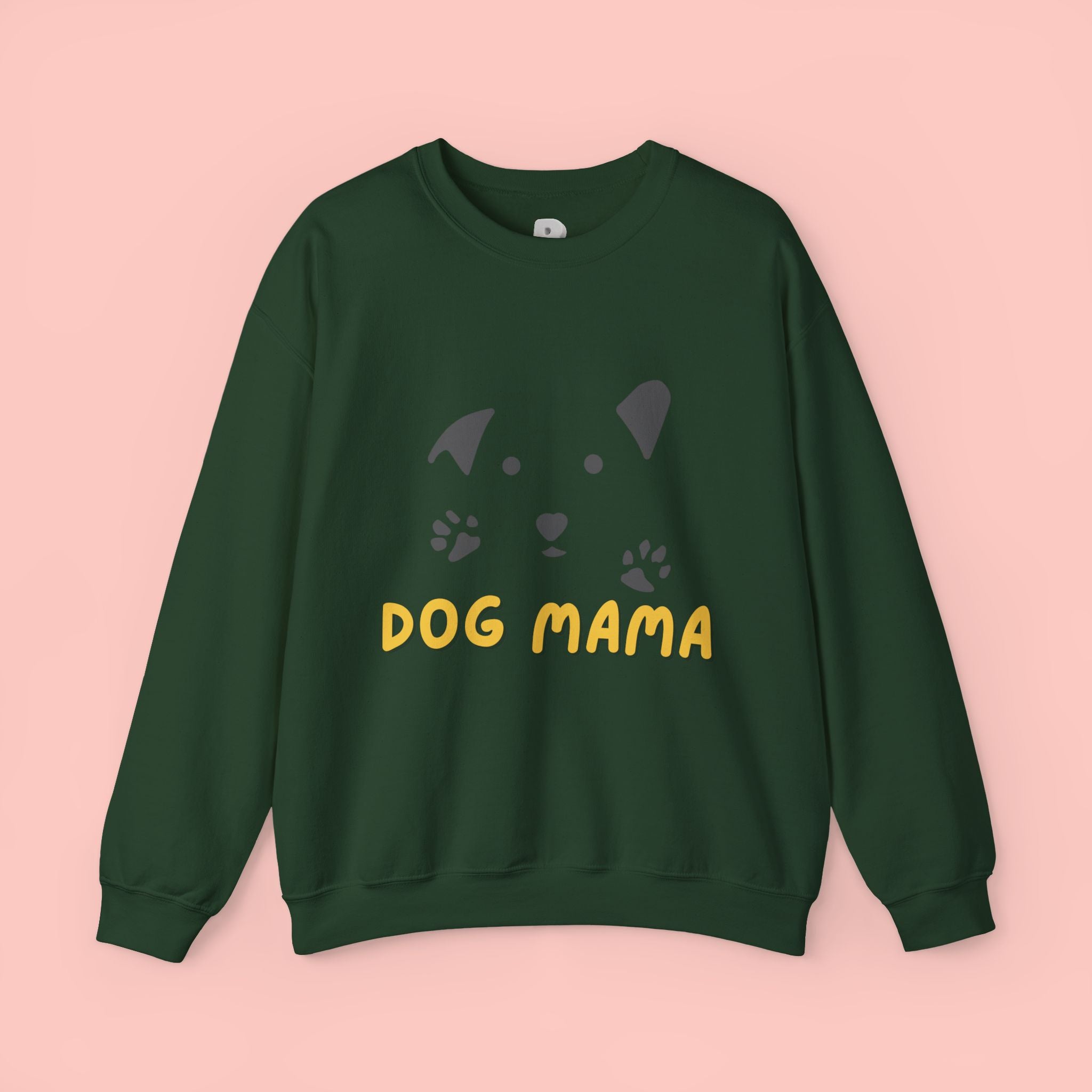Dog Mama Crewneck Sweatshirt – Cute Paw Print & Puppy Graphic
