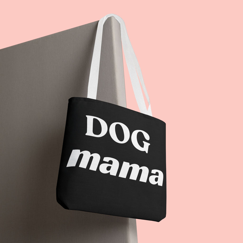Dog Mama Tote Bag — Black Canvas Pet Lover Tote