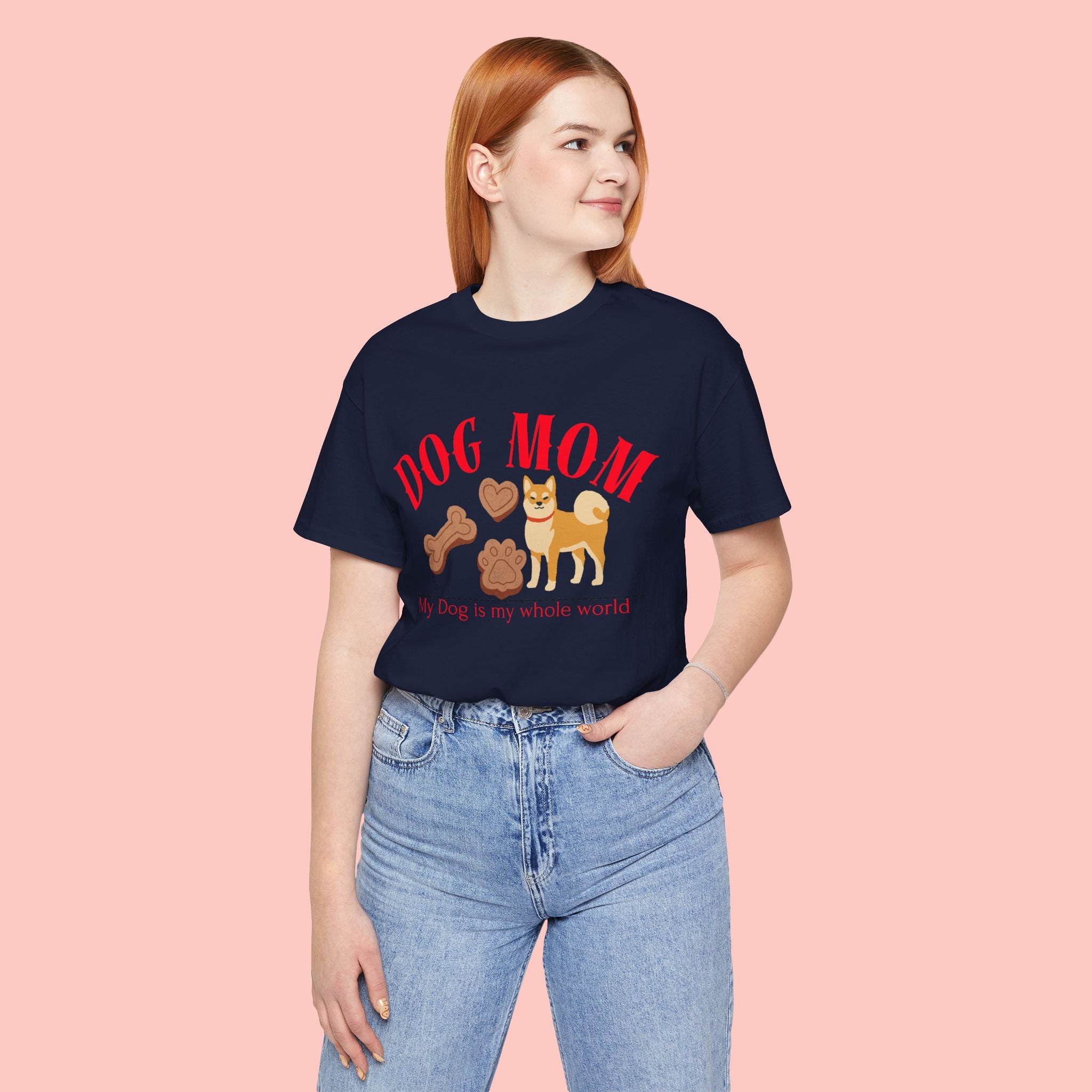 Dog Mom T-Shirt — Cute Shiba & Treats “My Dog Is My Whole World” Tee