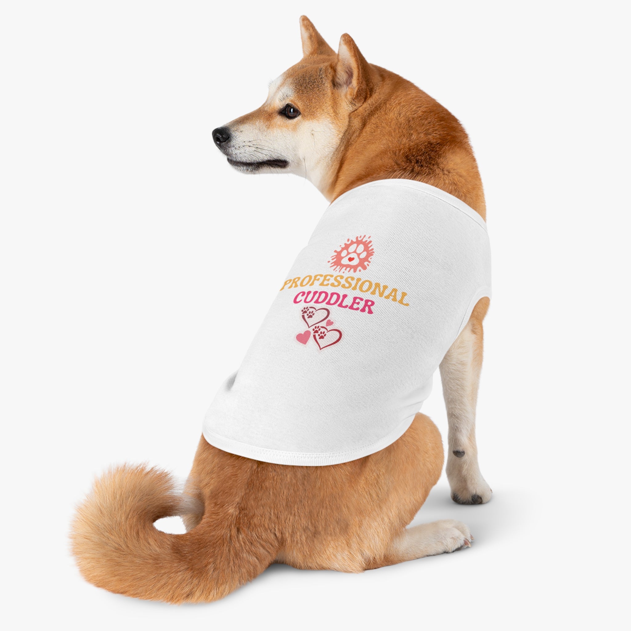 Professional Cuddler Pet Tank Top — Cute Paw Heart Dog & Cat Shirt for Small Pets