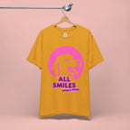 All Smiles Mom's Rules T-Shirt — Cute Pink Dog Graphic Tee for Moms & Pet Lovers