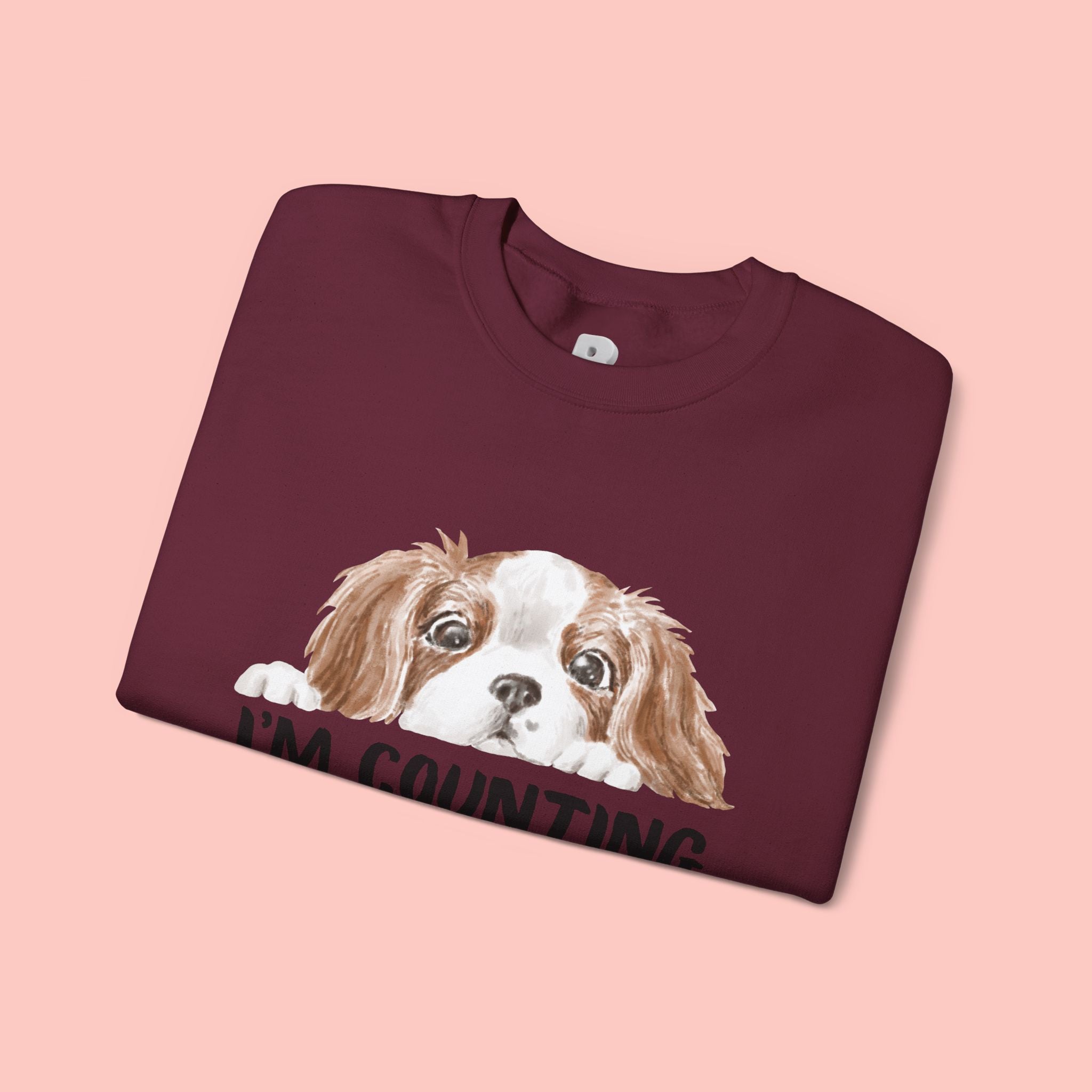 Dog Mom Sweatshirt - "I'm Counting On My Dog" Cute Cavalier King Charles Crewneck