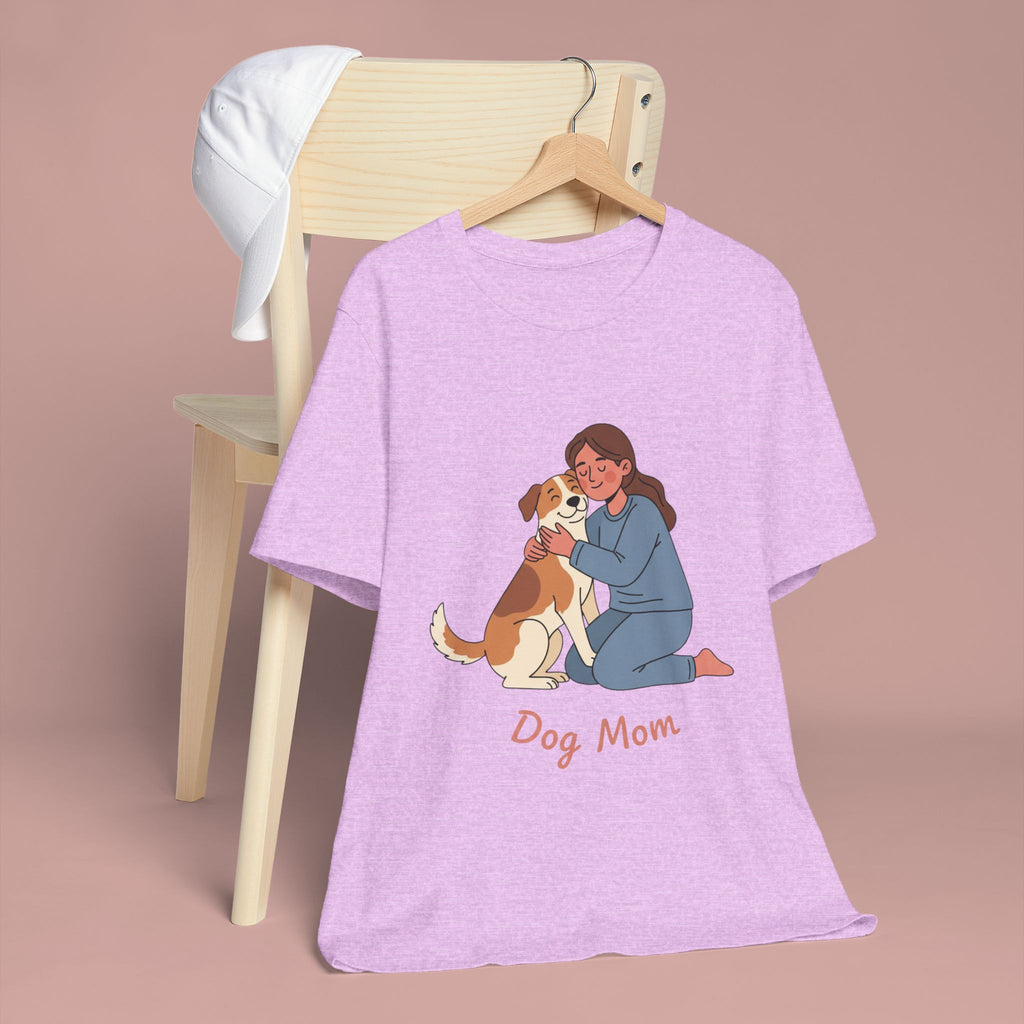 Dog Mom T‑Shirt — Cute Woman Hugging Dog Graphic Tee