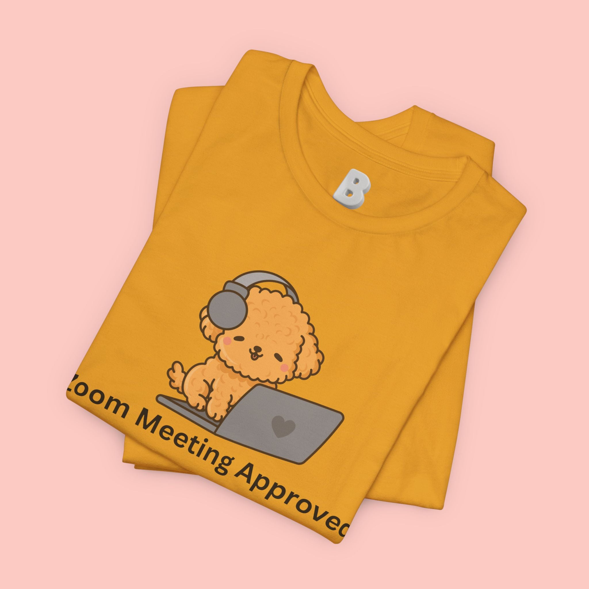 Zoom Meeting Approved Tee — Cute Puppy with Headset Laptop Graphic