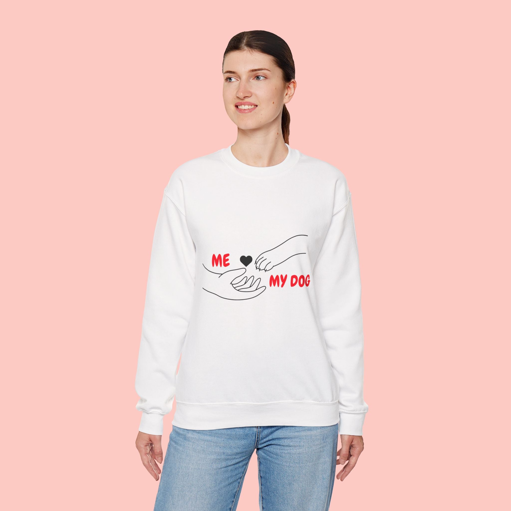 Dog Lover Crewneck Sweatshirt — "Me  My Dog" Minimalist Paw Print Design