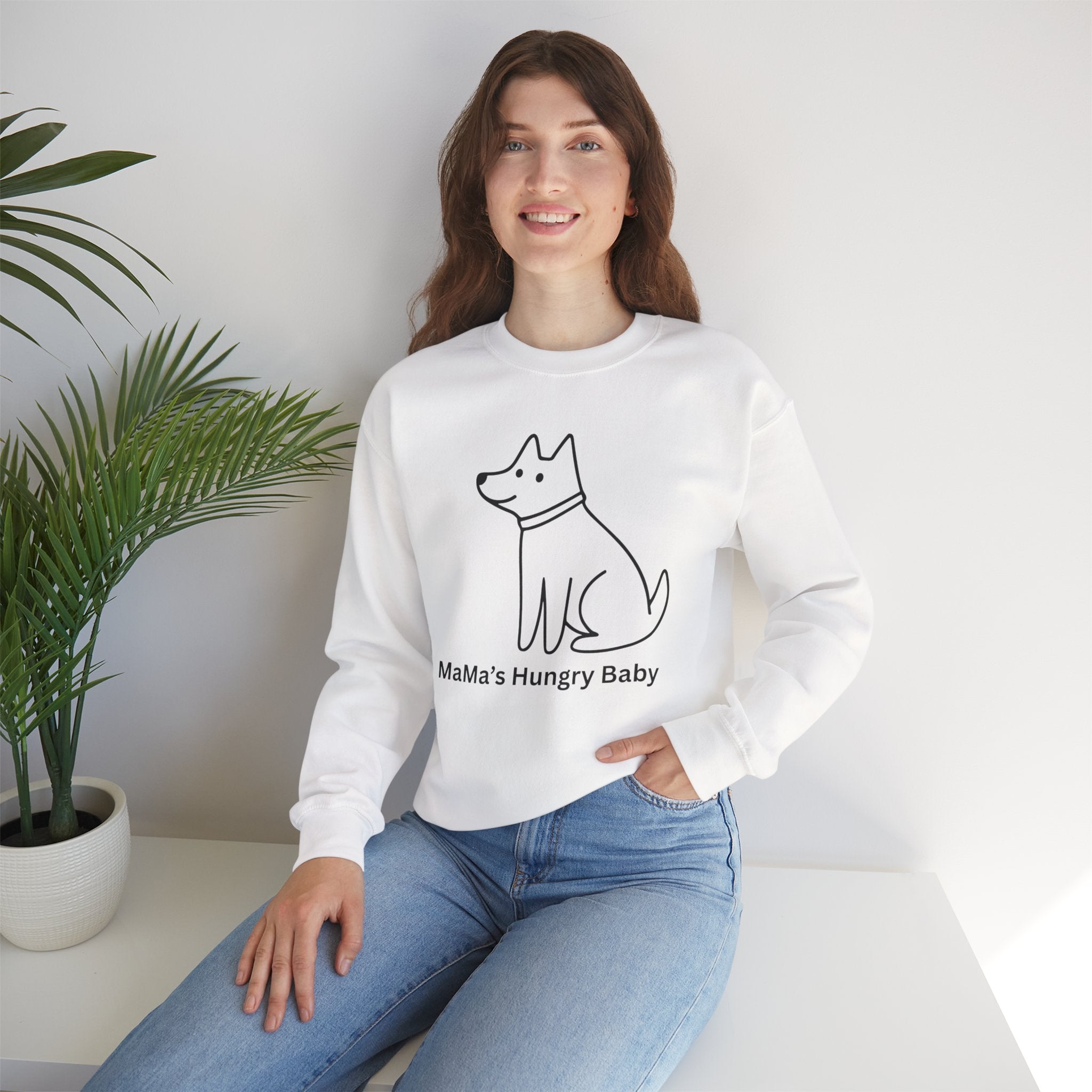 Mama's Hungry Baby Sweatshirt — Cute Minimal Dog Graphic Crewneck