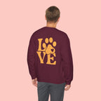 Crewneck Sweatshirt - 'LOVE' Paw Print Graphic | Pet Lover Pullover