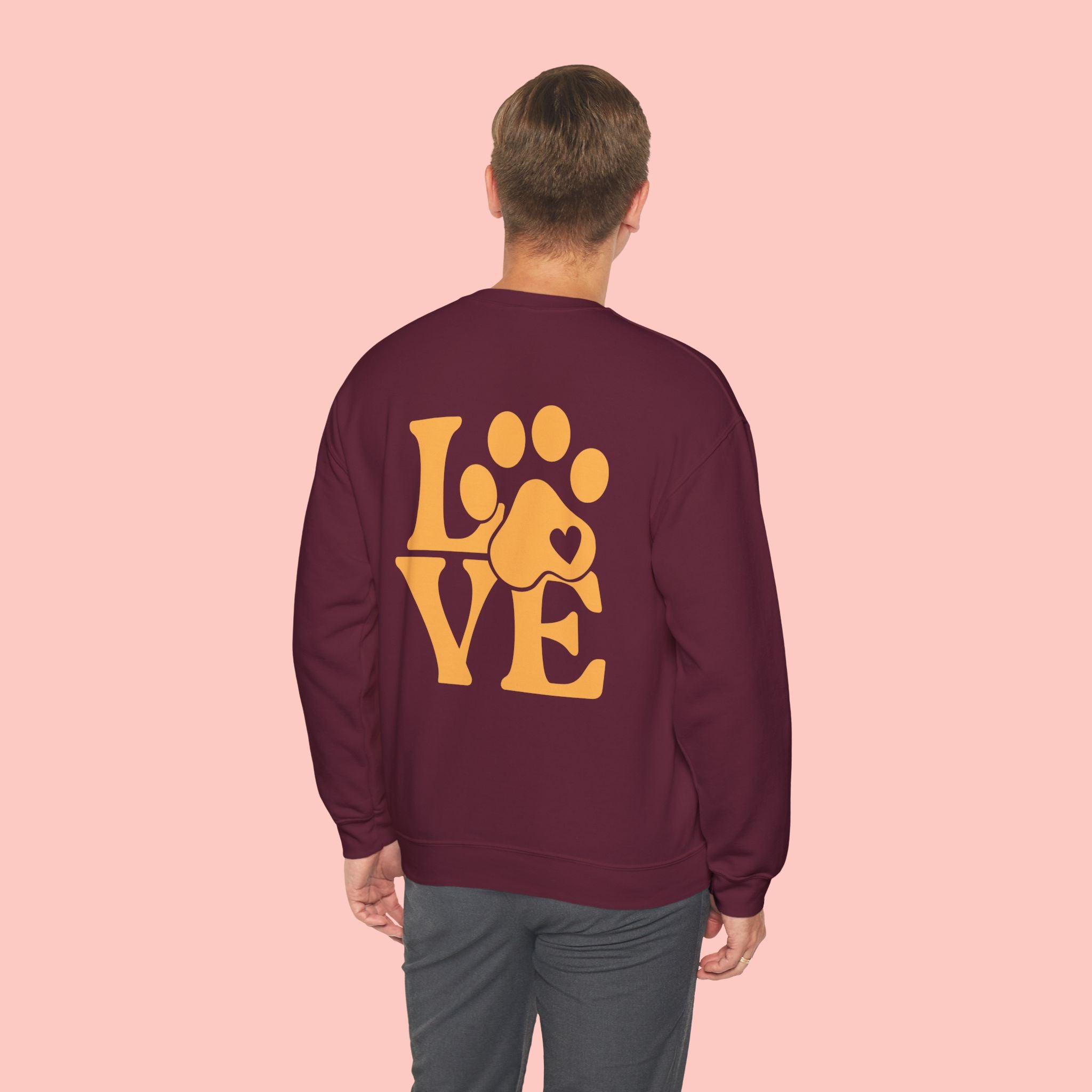 Crewneck Sweatshirt - 'LOVE' Paw Print Graphic | Pet Lover Pullover