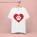 Pet Lover T-Shirt — Red Heart Paw Print Tee