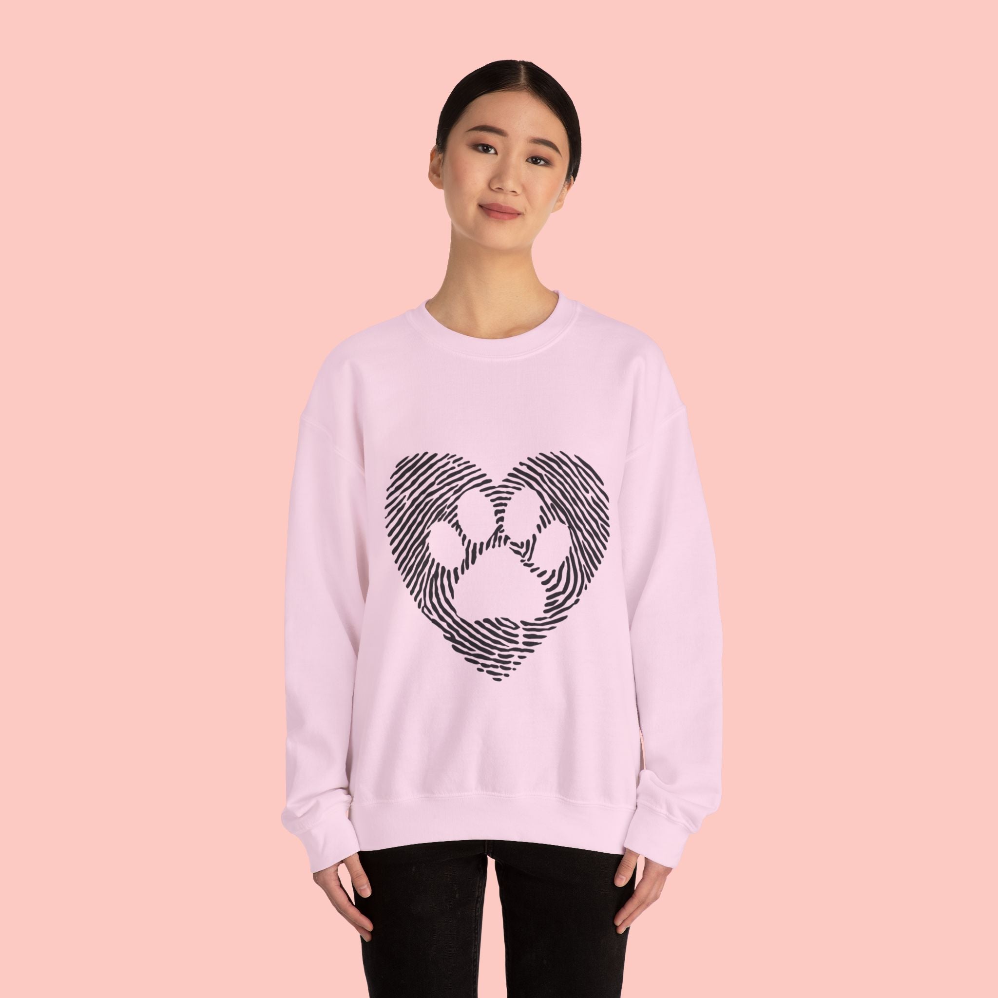 Fingerprint Heart Crewneck Sweatshirt — Panda Paw Love Graphic