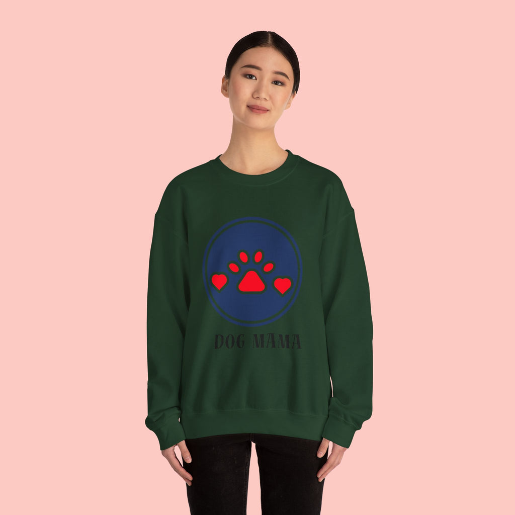 Dog Mama Crewneck Sweatshirt — Paw Print Heart Graphic