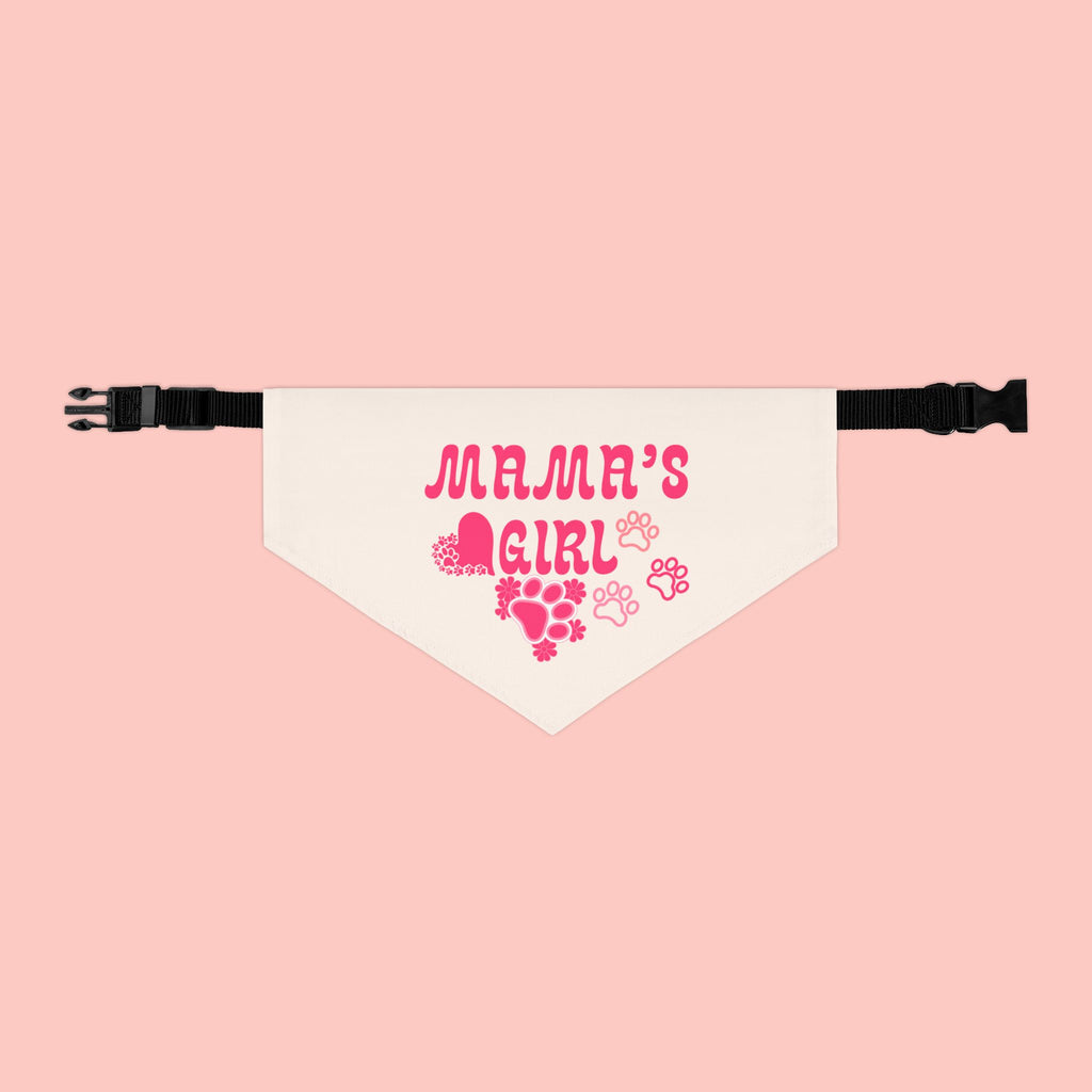 Pet Bandana — "Mama's Girl" Pink Paw Print Collar for Dogs & Cats