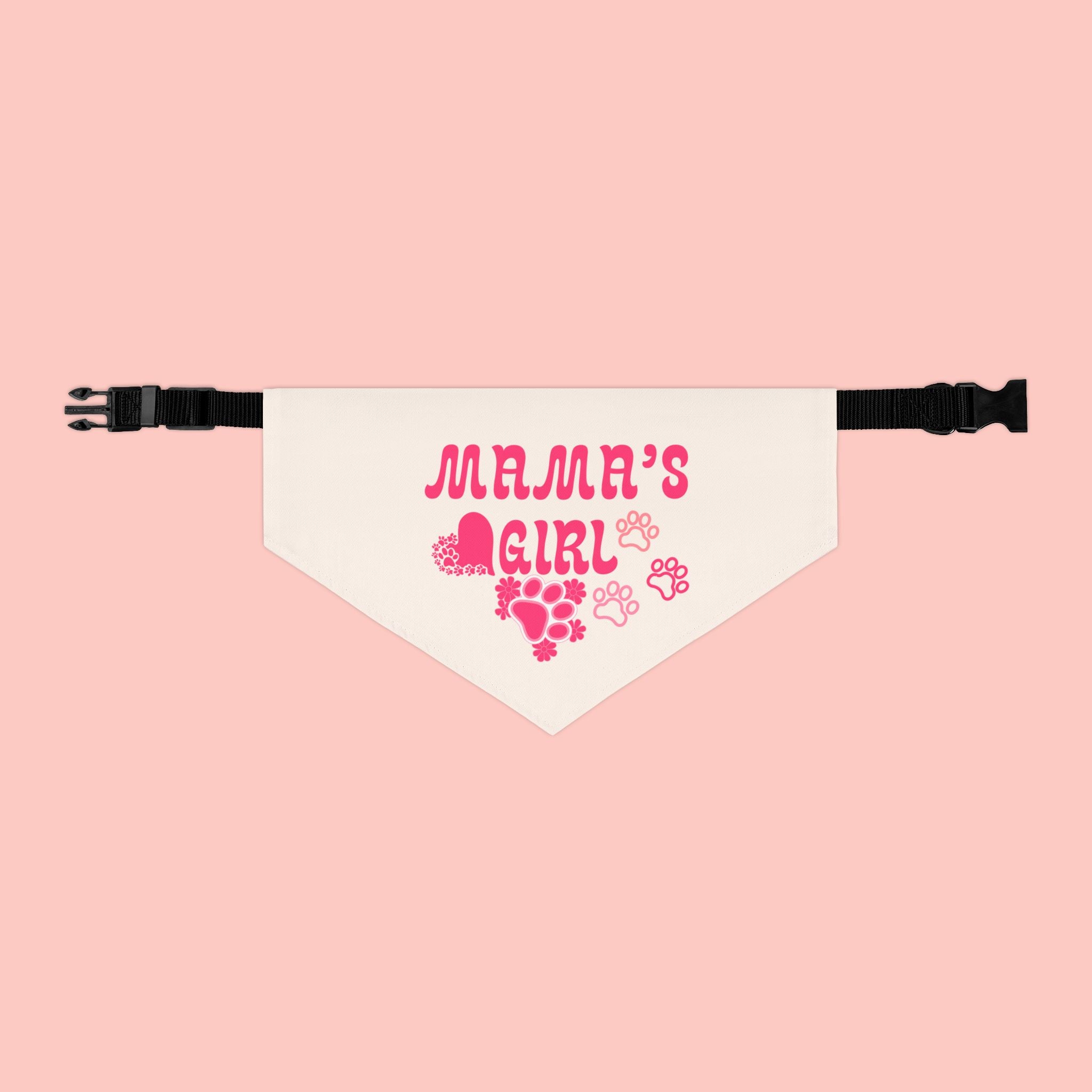Pet Bandana — "Mama's Girl" Pink Paw Print Collar for Dogs & Cats