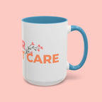 Accent Coffee Mug - "Growing Hair I Don't Care" Floral Script Coffee Mug