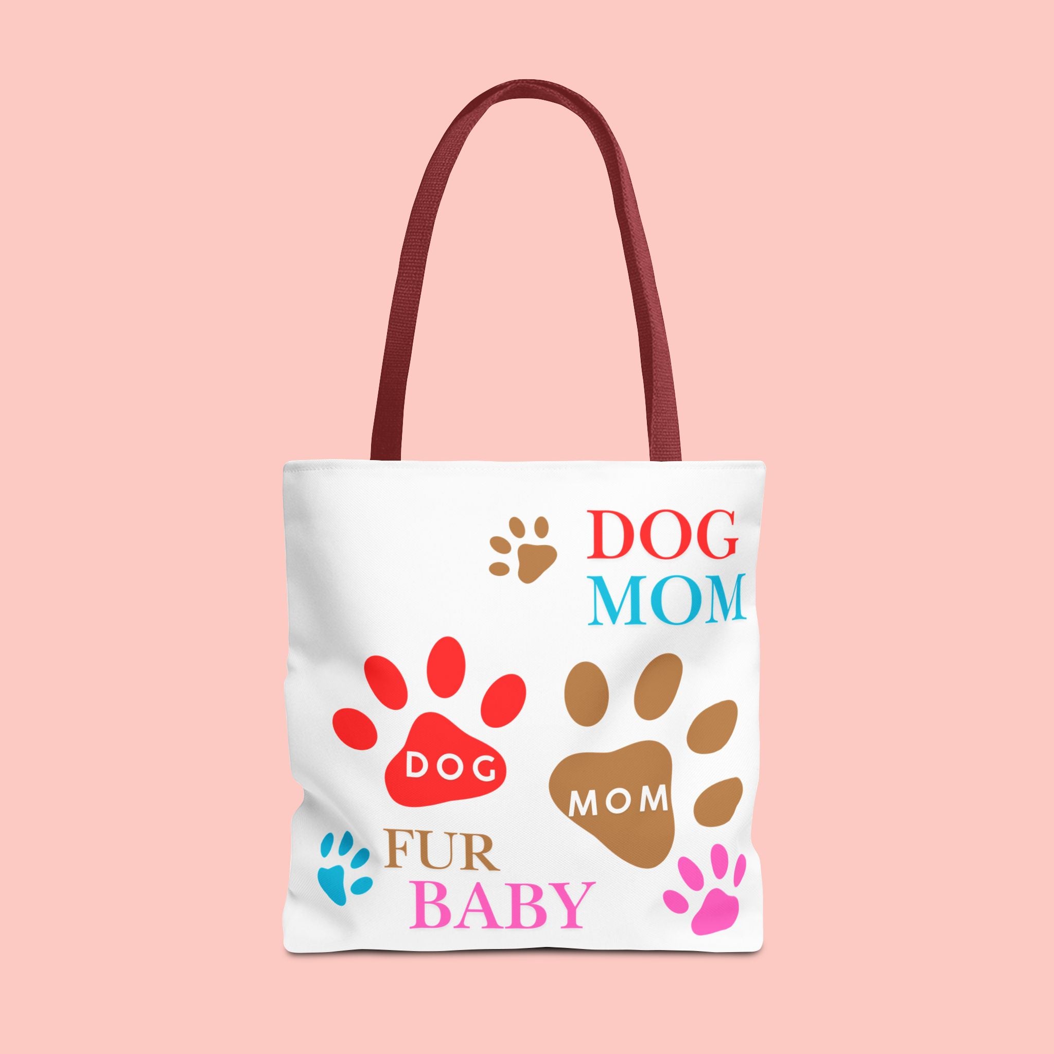 Dog Mom Tote Bag – "Fur Baby" Paw Print AOP Tote