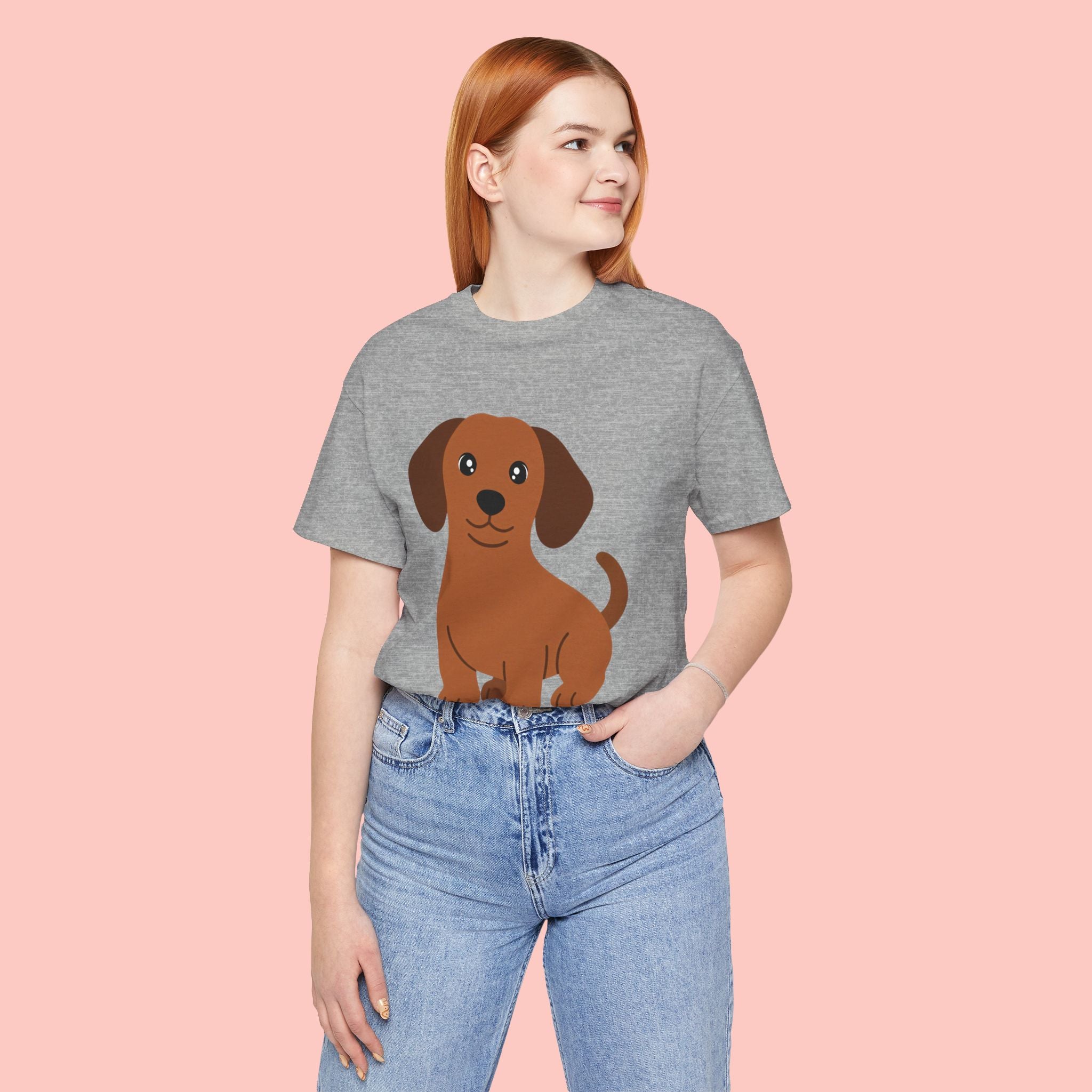 Dachshund Puppy Graphic T-Shirt — Cute Brown Dog Tee