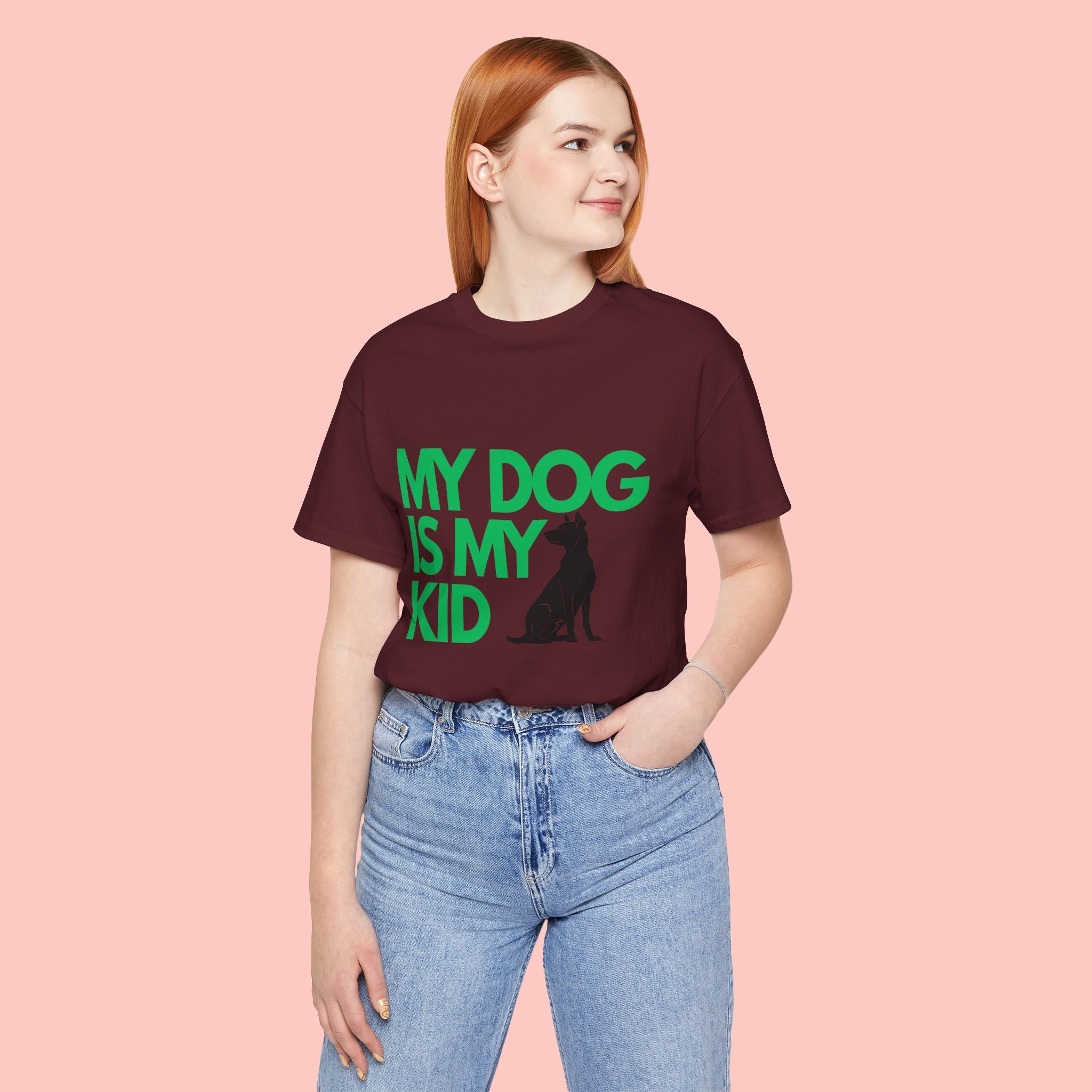 My Dog Is My Kid T-Shirt — Funny Pet Mom/Dad Tee with Sitting Dog Graphic