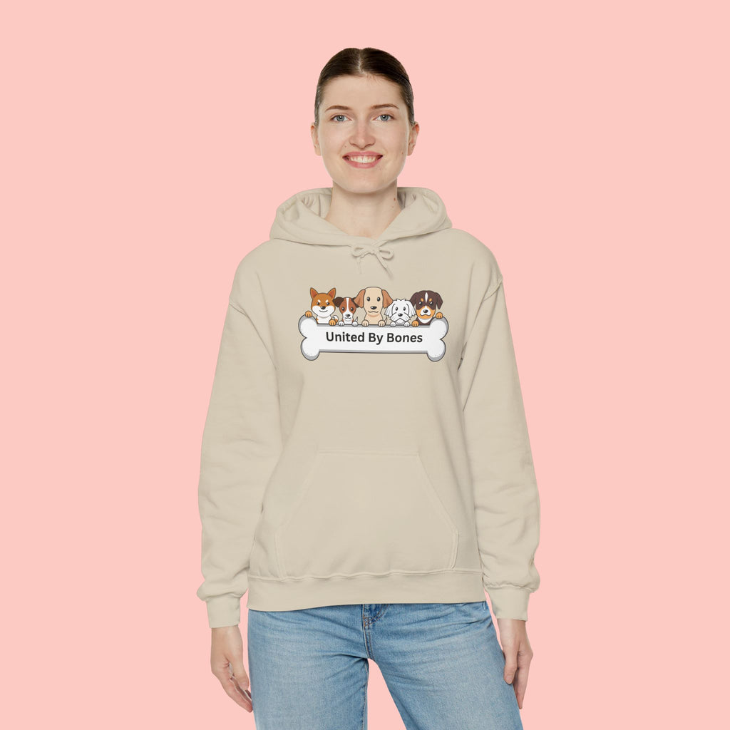 United By Bones Hoodie — Cute Cartoon Dogs Paw Bone Graphic Sweatshirt