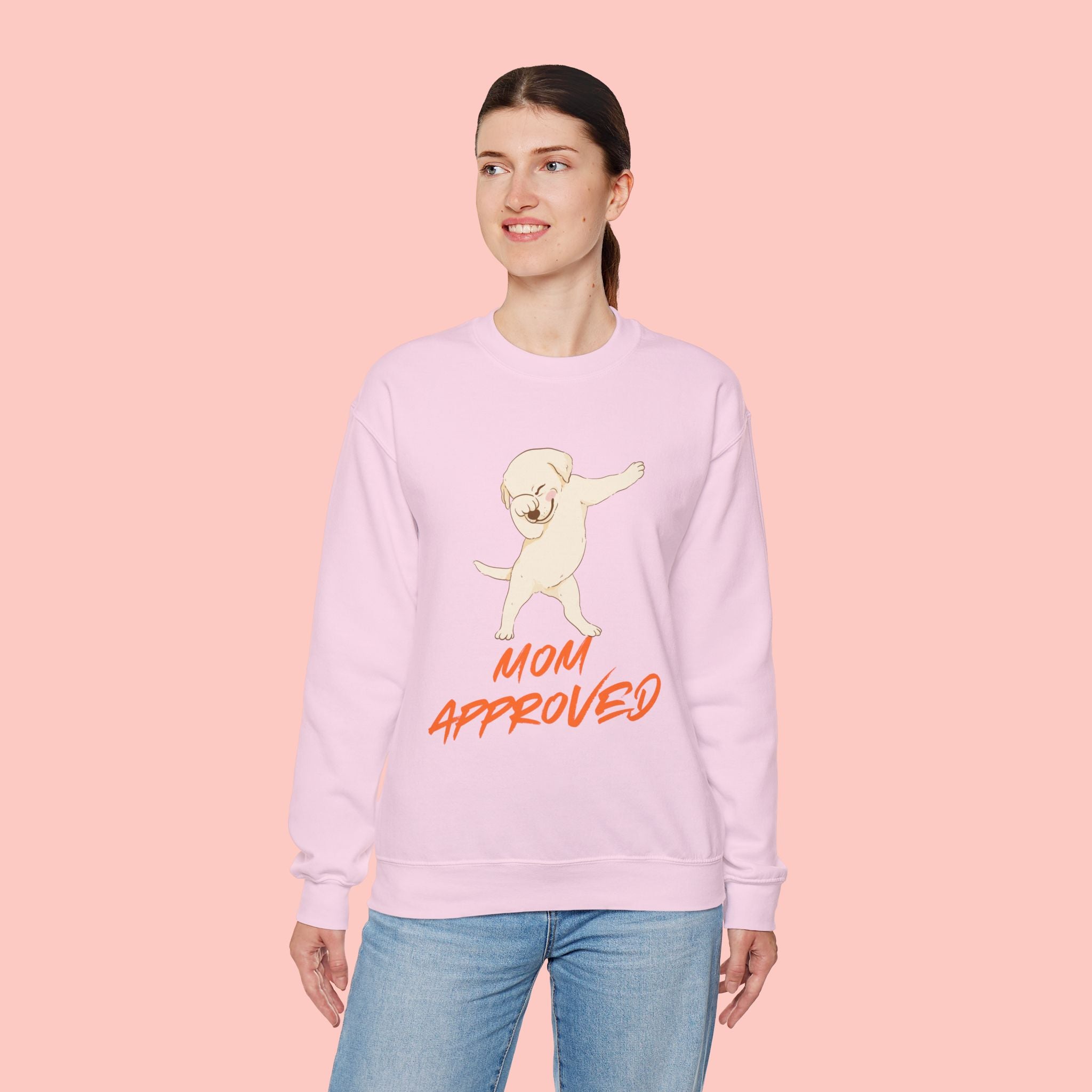 Crewneck Sweatshirt - 'Mom Approved' Dabbing Dog Cute Graphic