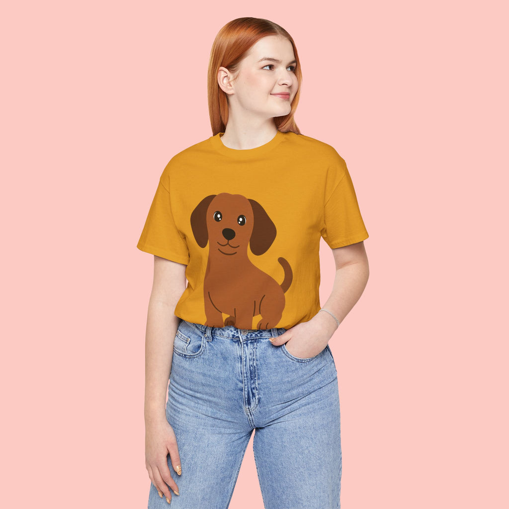 Dachshund Puppy Graphic T-Shirt — Cute Brown Dog Tee
