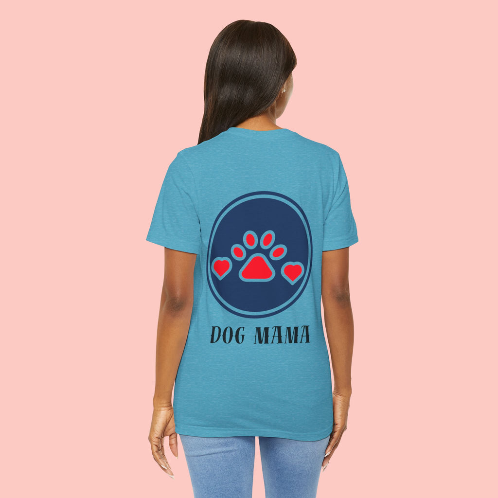 Dog Mama Tee - Paw Print Heart Graphic Short Sleeve Shirt
