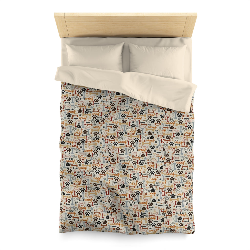 Cat Paw Print Duvet Cover — Cute Cartoon Cats & Paws Microfiber Bedding
