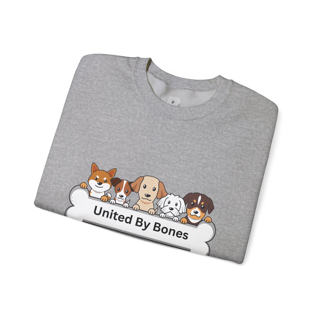 Dog Crewneck Sweatshirt — "United By Bones" Cute Puppy Graphic