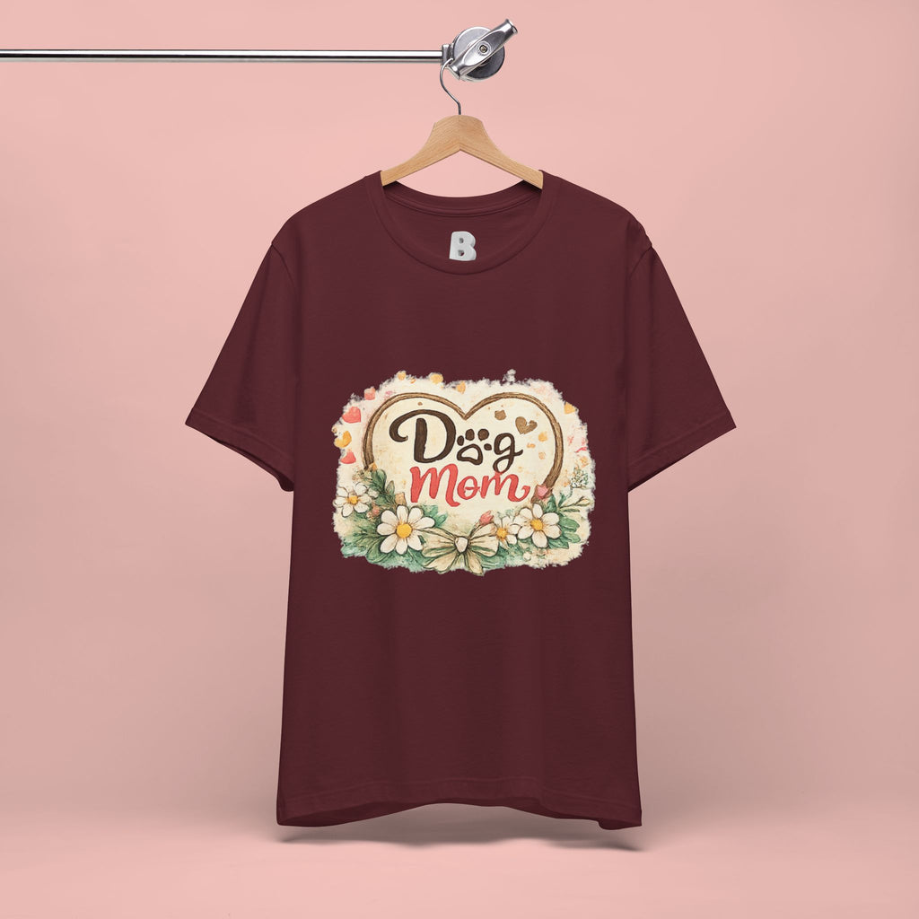 Dog Mom T-Shirt – Floral Heart Paw Design