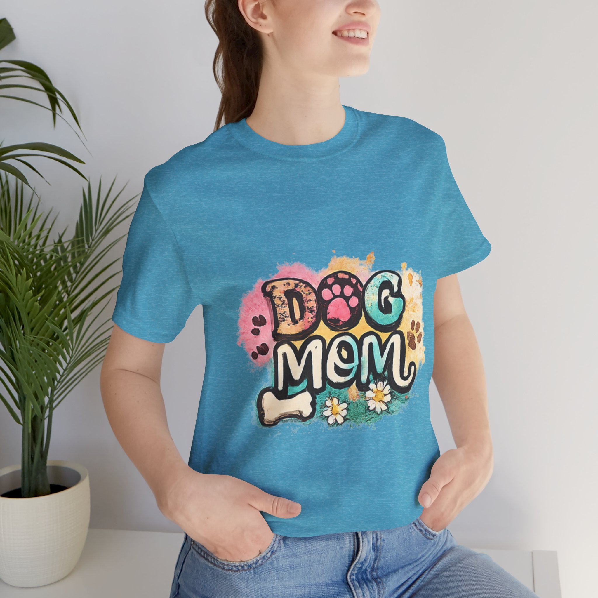 Dog Mom T-Shirt — Colorful Paw Print Graphic Tee for Pet Lovers