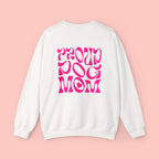 Proud Dog Mom Crewneck Sweatshirt — Retro Pink Graphic