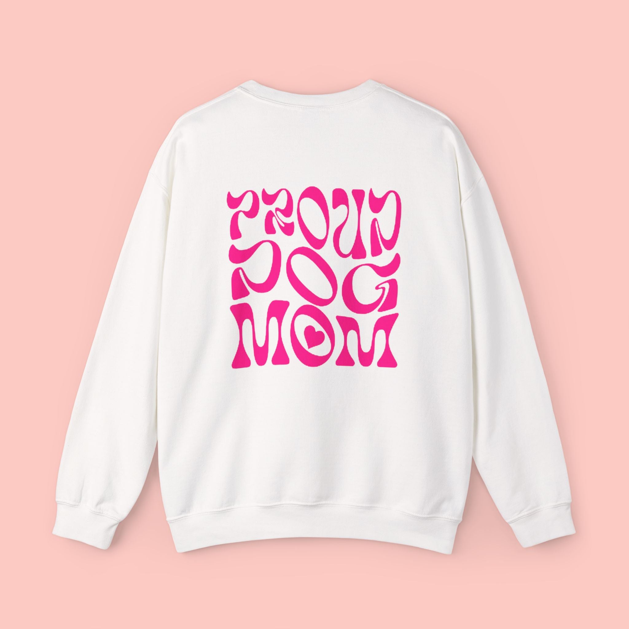 Proud Dog Mom Crewneck Sweatshirt — Retro Pink Graphic
