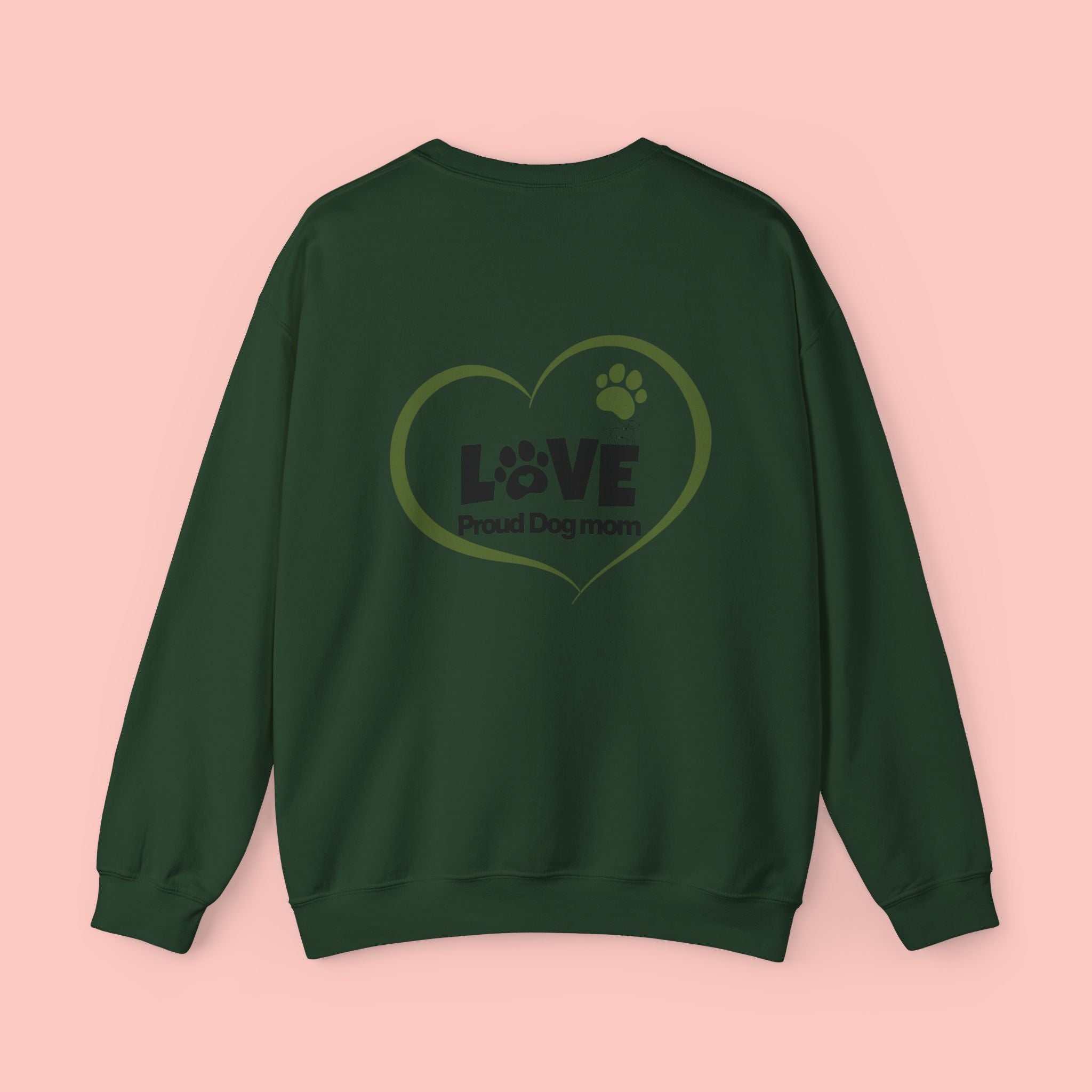 Dog Mom Sweatshirt – "LOVE" Paw Heart Crewneck