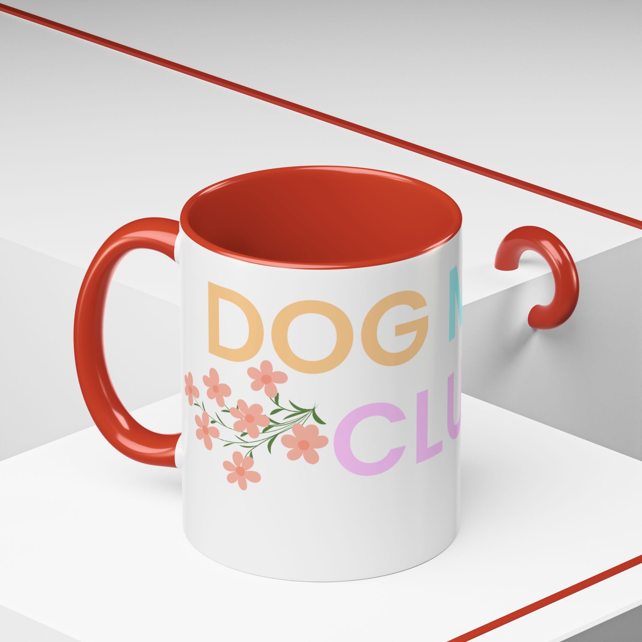 Dog Mom Club Accent Coffee Mug – Colorful Paw Print 11/15oz