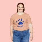 Dog Mom Paw Print T-Shirt — Distressed Blue Design