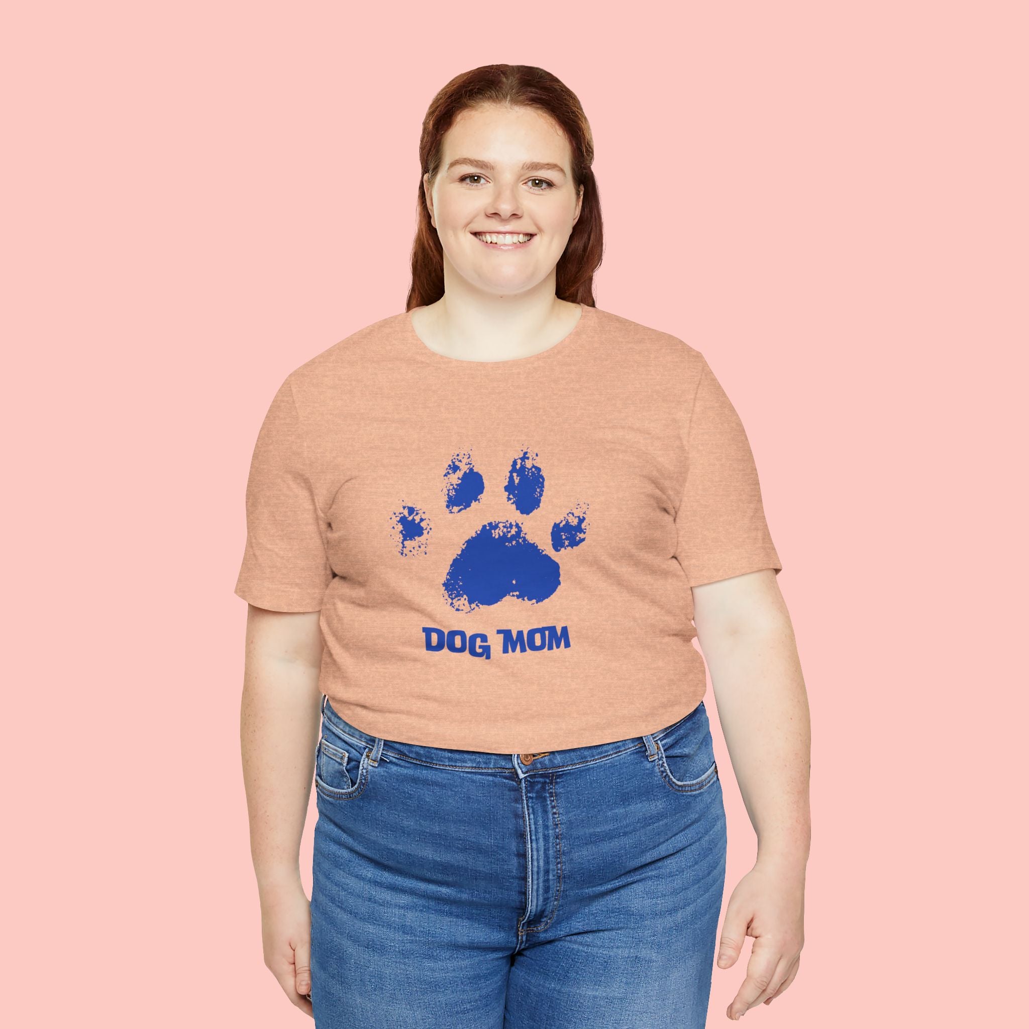 Dog Mom Paw Print T-Shirt — Distressed Blue Design