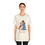Dog Mom T‑Shirt — Cute Woman Hugging Dog Graphic Tee