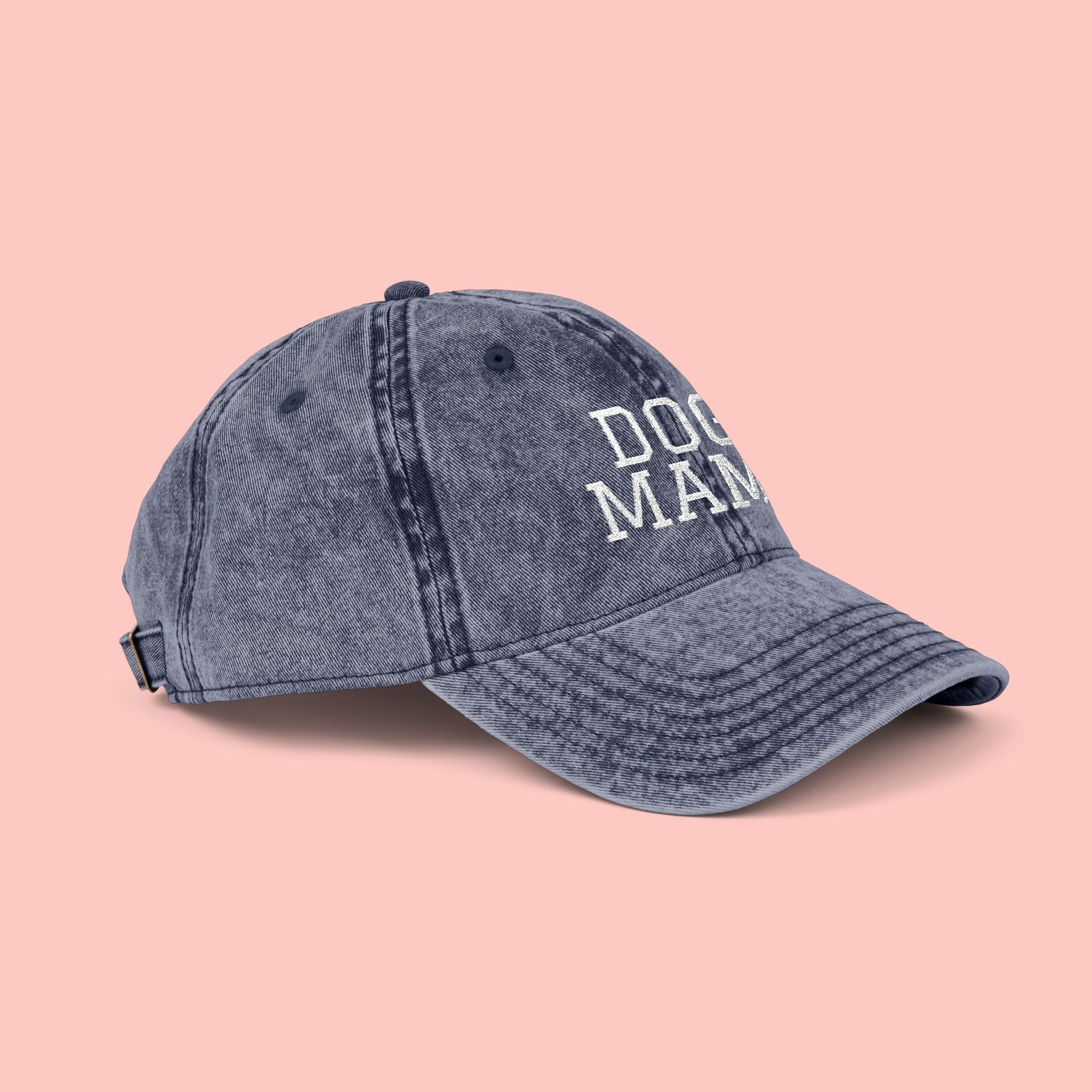 Dog Mama Vintage Embroidered Cap — Washed Baseball Hat for Dog Lovers