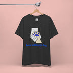 Dog Lover T-Shirt — "Love with my dog." Paw Print Graphic